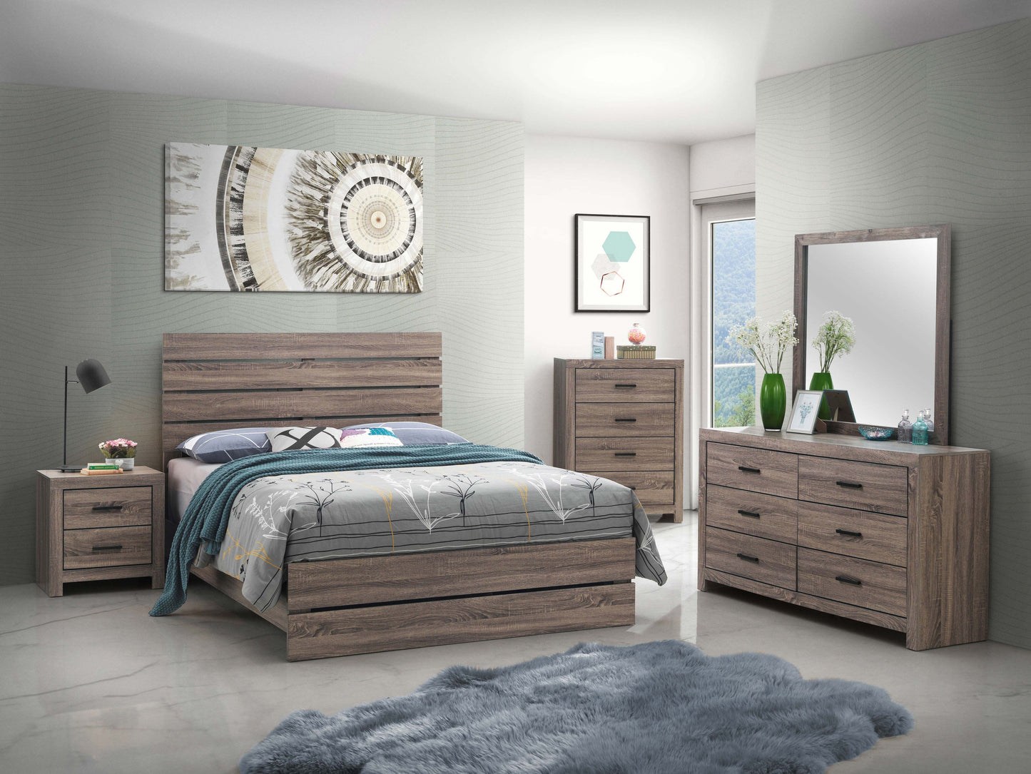 Brantford Queen Panel Bed Barrel Oak