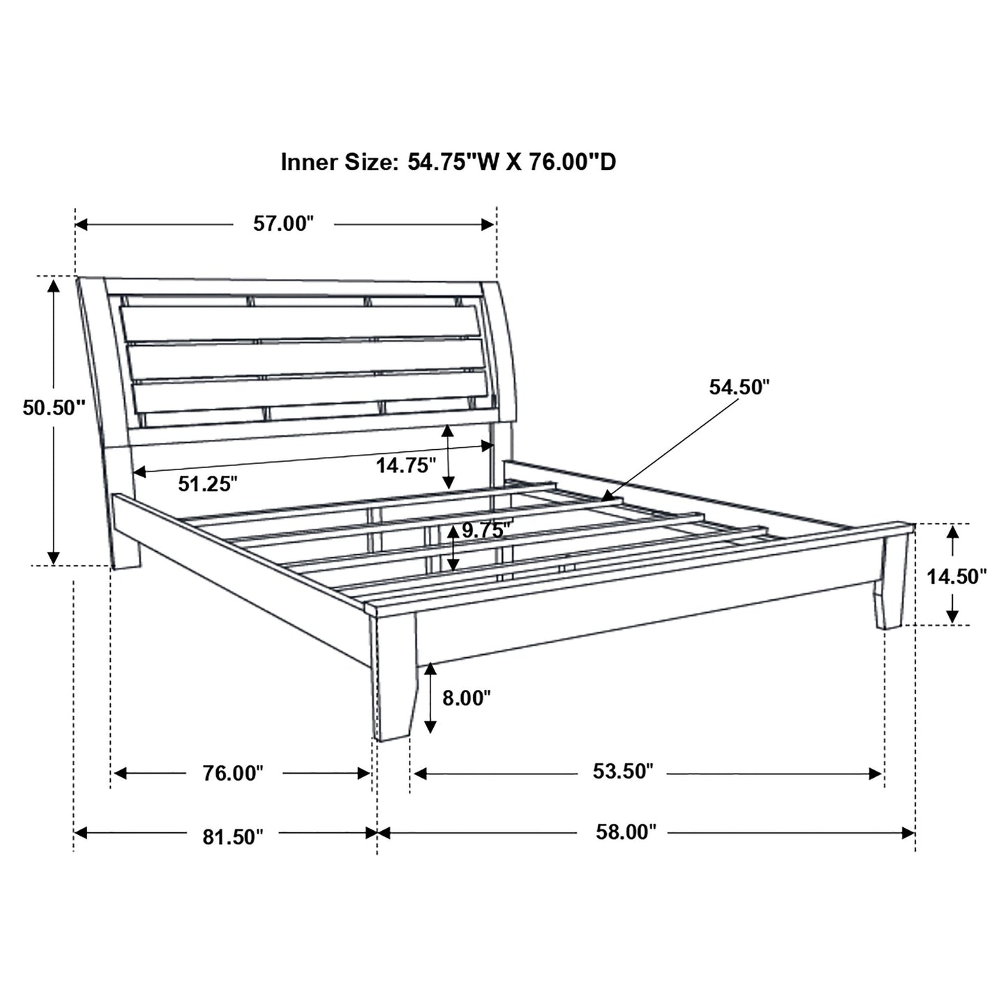 Serenity Full Panel Bed Mod Grey