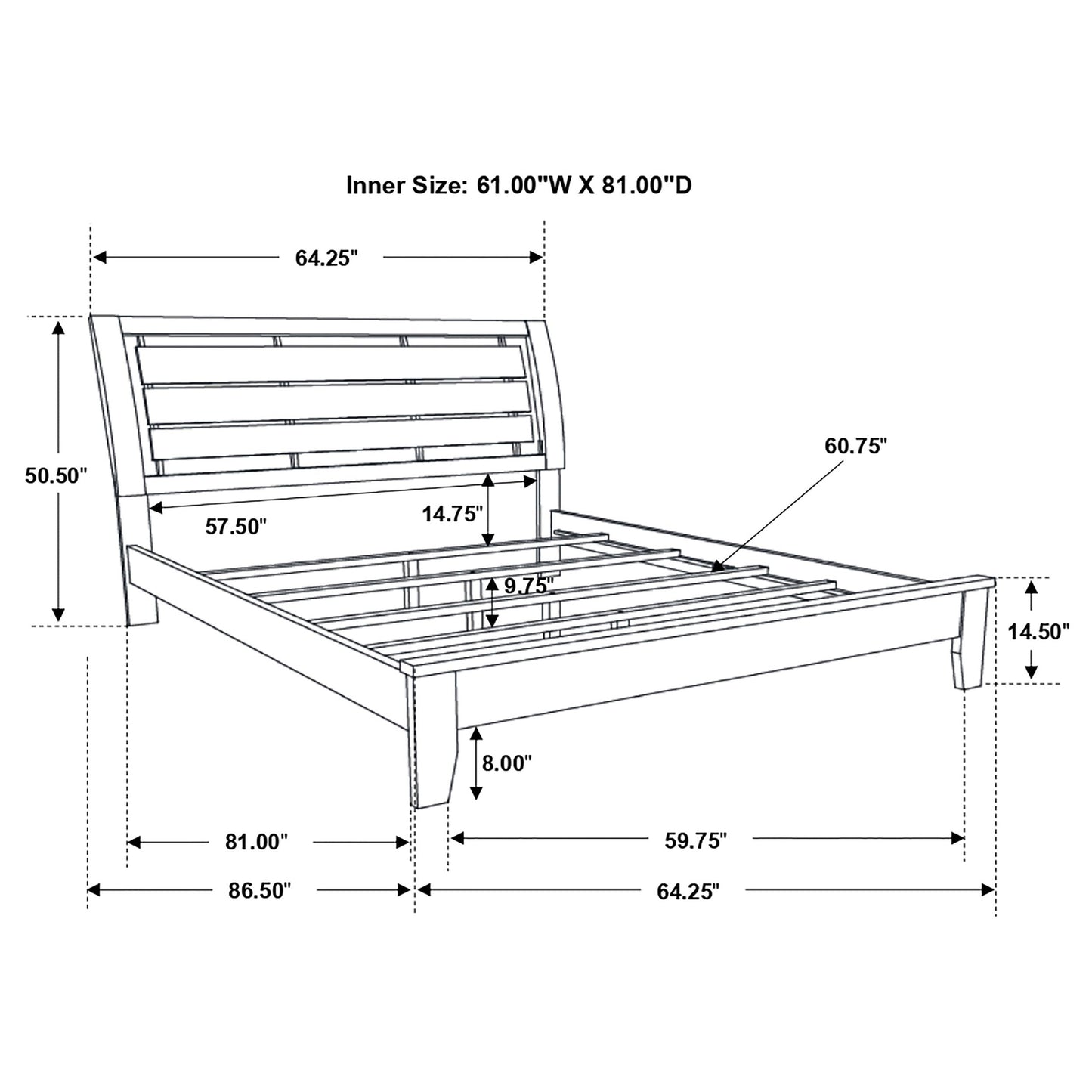 Serenity Queen Panel Bed Mod Grey