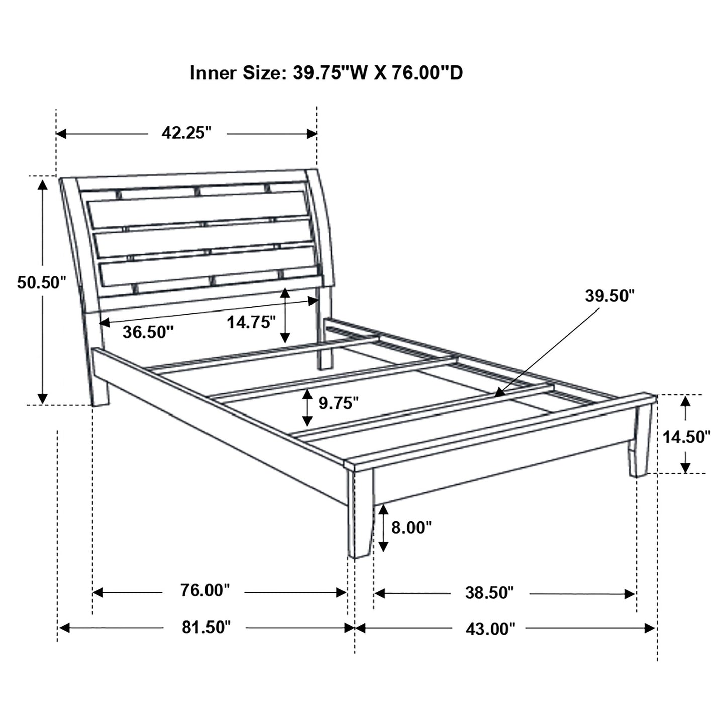 Serenity Twin Panel Bed Mod Grey