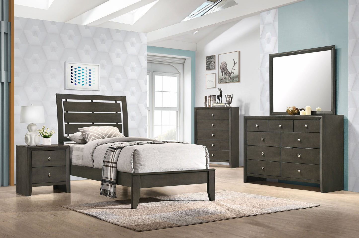 Serenity Twin Panel Bed Mod Grey