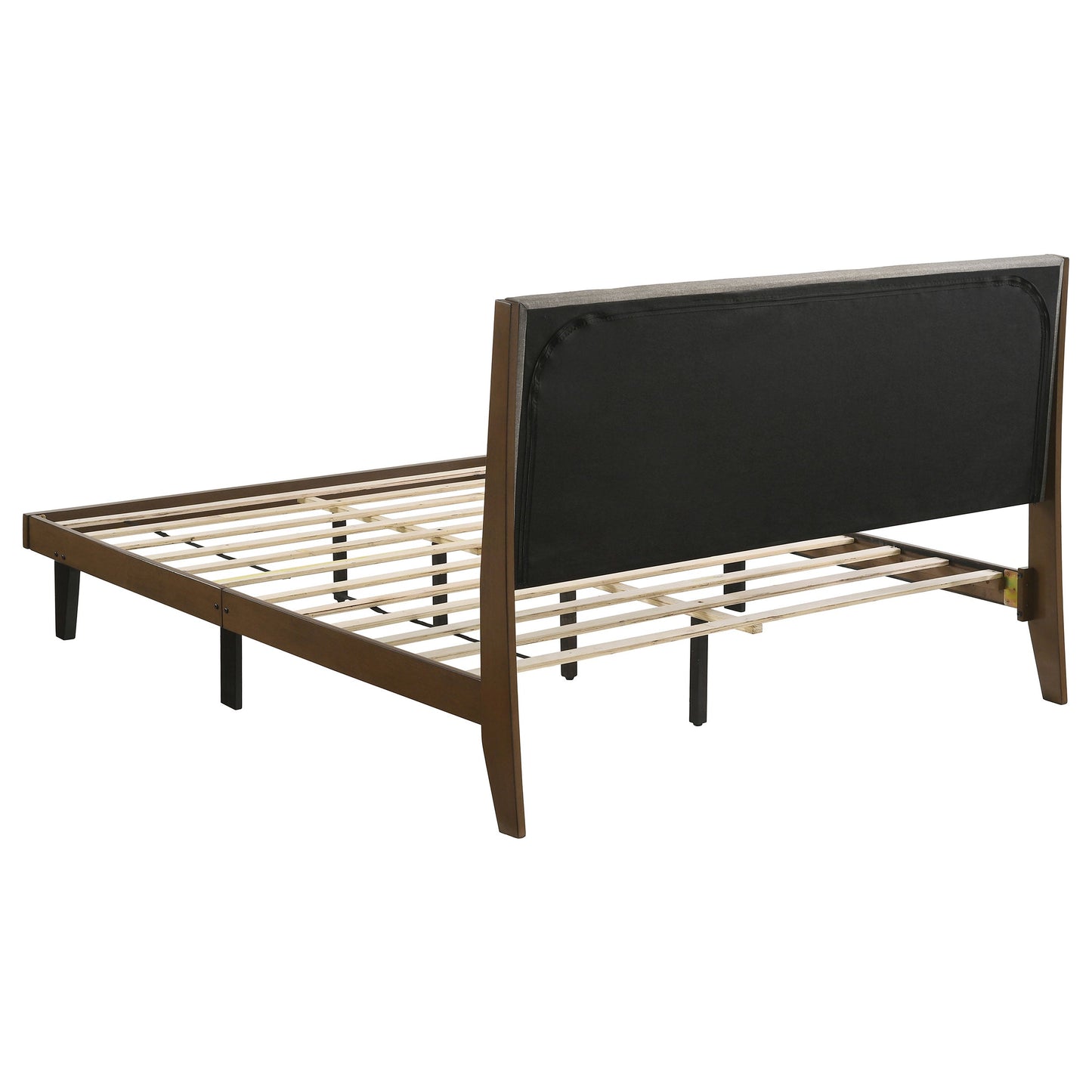 Mays Upholstered Eastern King Platform Bed Walnut Brown and Grey