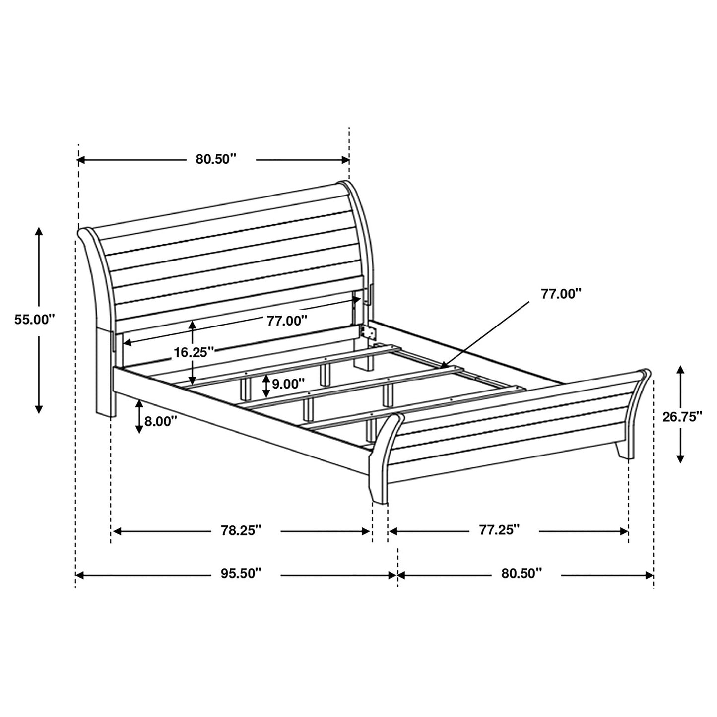 Frederick Eastern King Sleigh Panel Bed Weathered Oak
