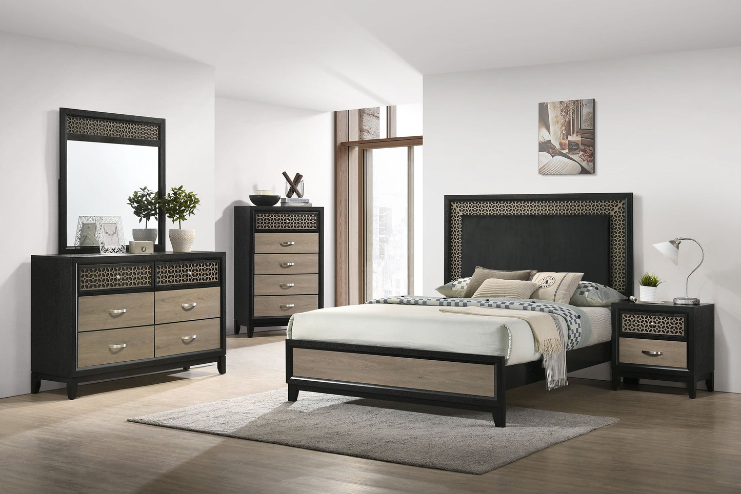 Valencia Eastern King Bed Light Brown and Black