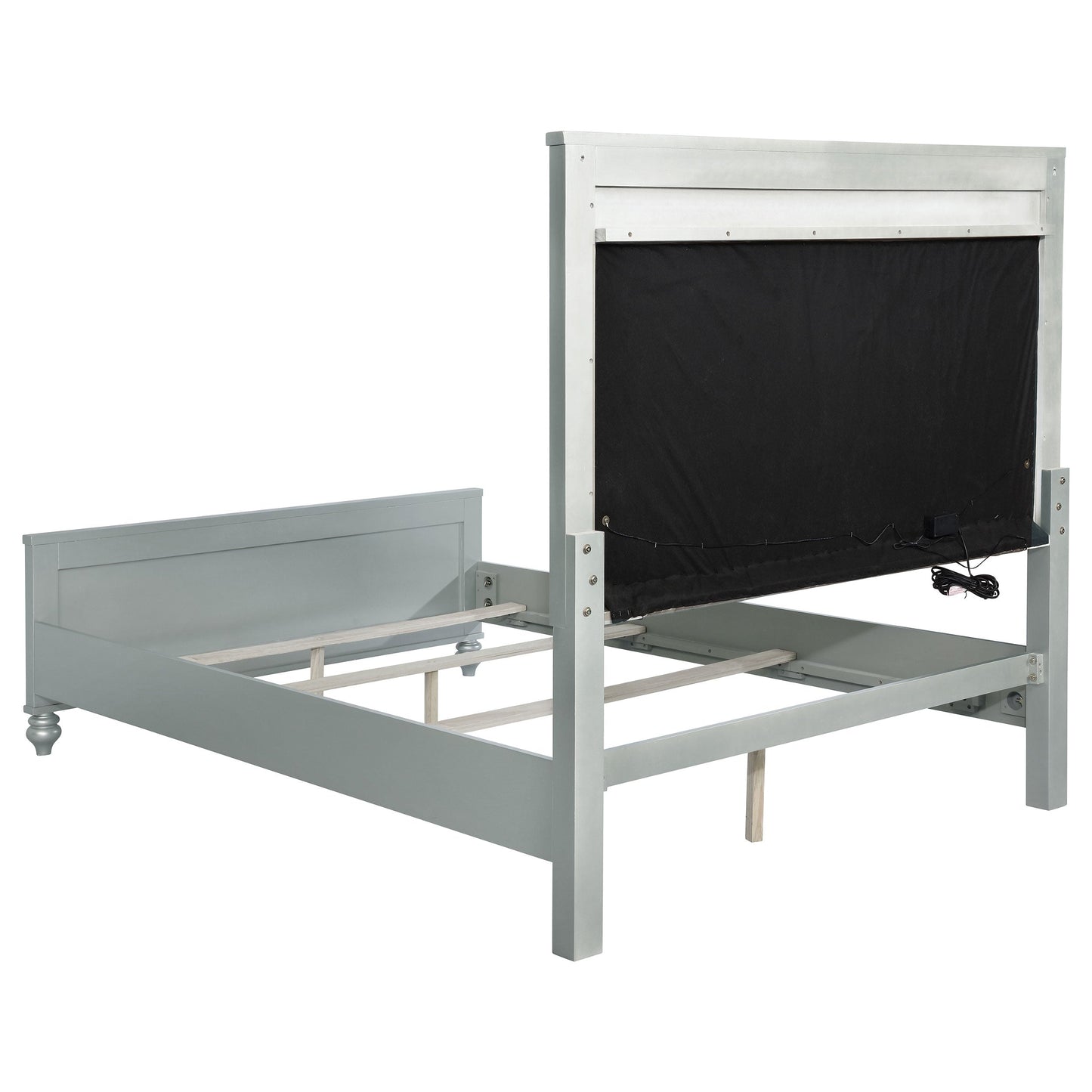 Gunnison California King Panel Bed with LED Lighting Silver Metallic