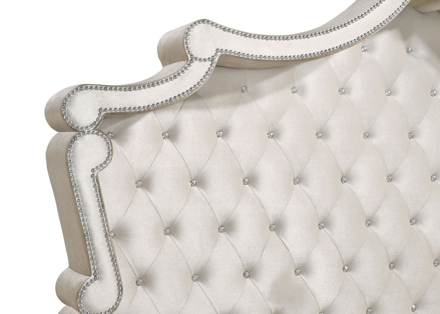 Antonella Upholstered Tufted Eastern King Bed Ivory and Camel