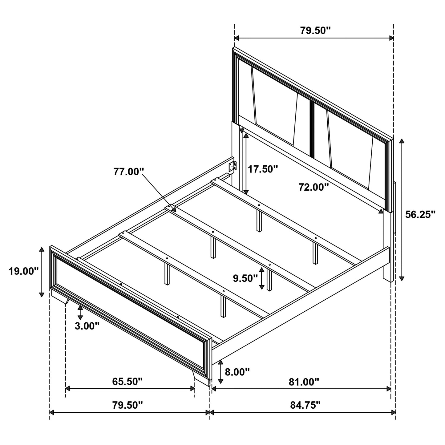 Janine Eastern King Panel Bed Grey