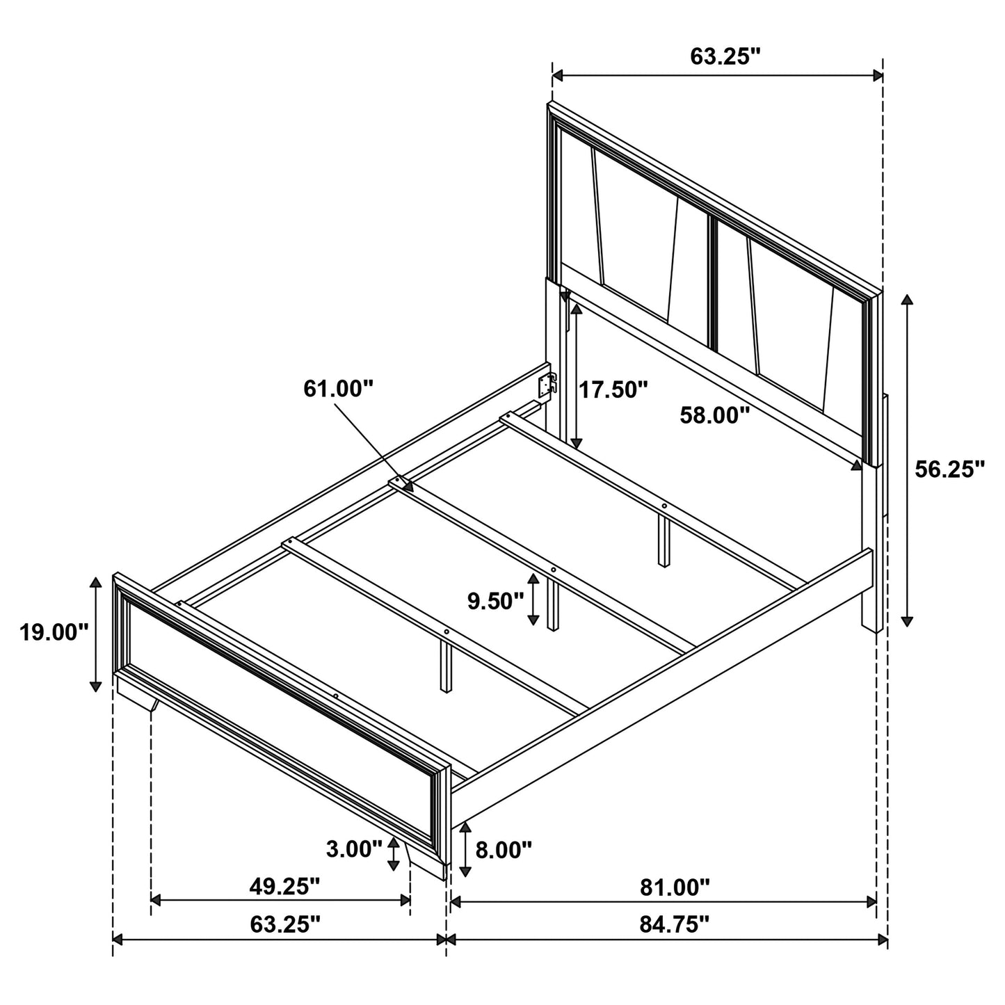 Janine Queen Panel Bed Grey