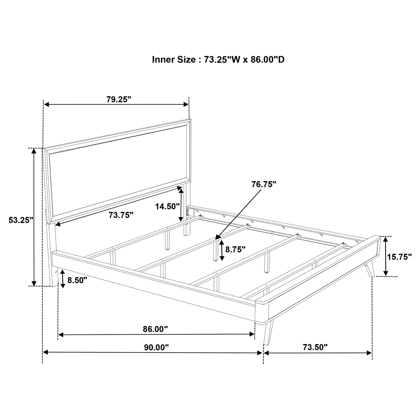 Janelle California King Panel Bed White