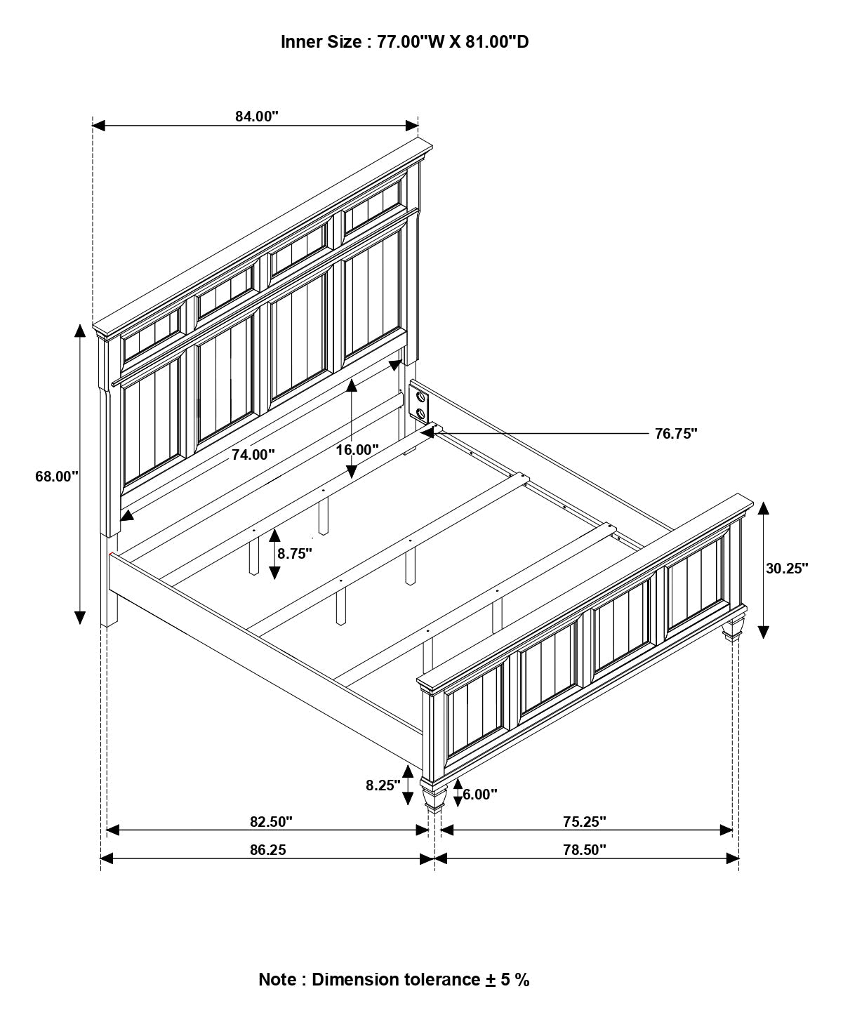 Avenue Eastern King Panel Bed Grey
