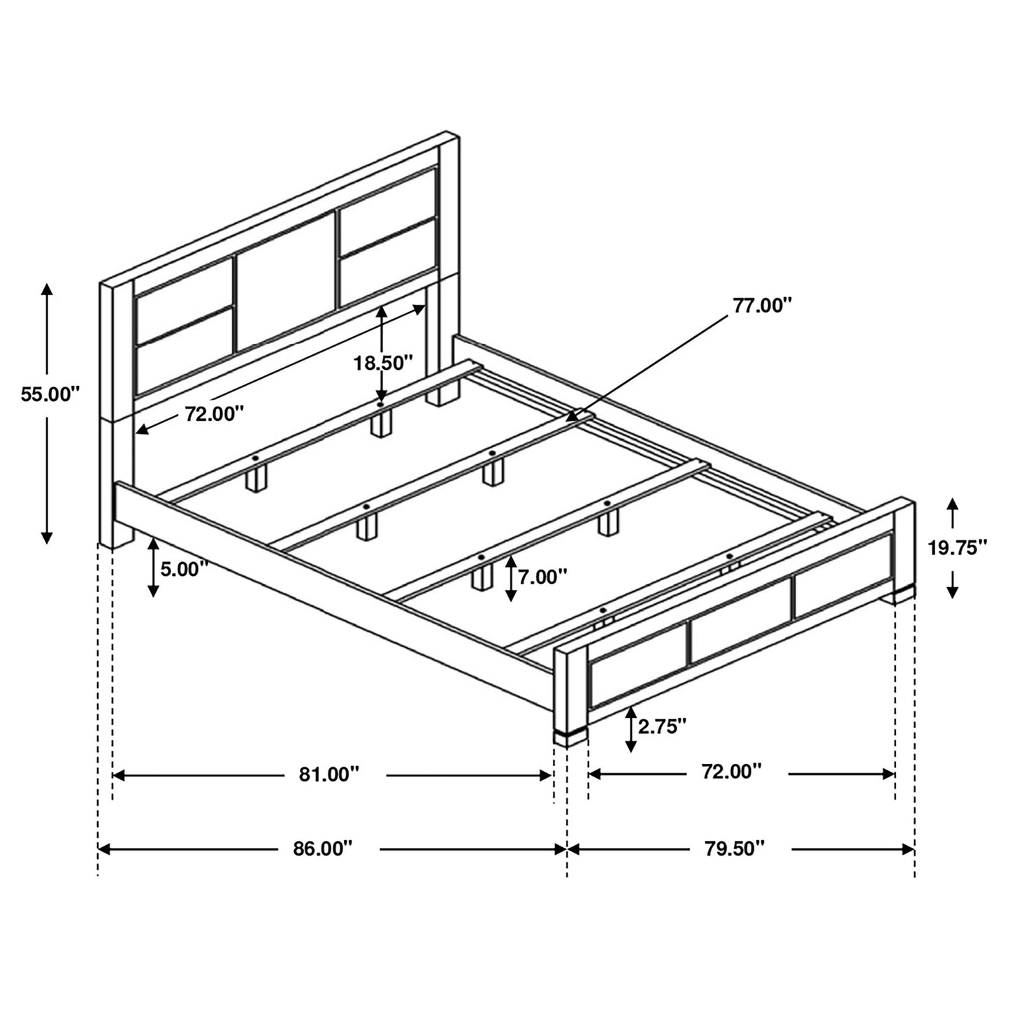 Lorenzo Rectangular Panel Bed Dark Grey