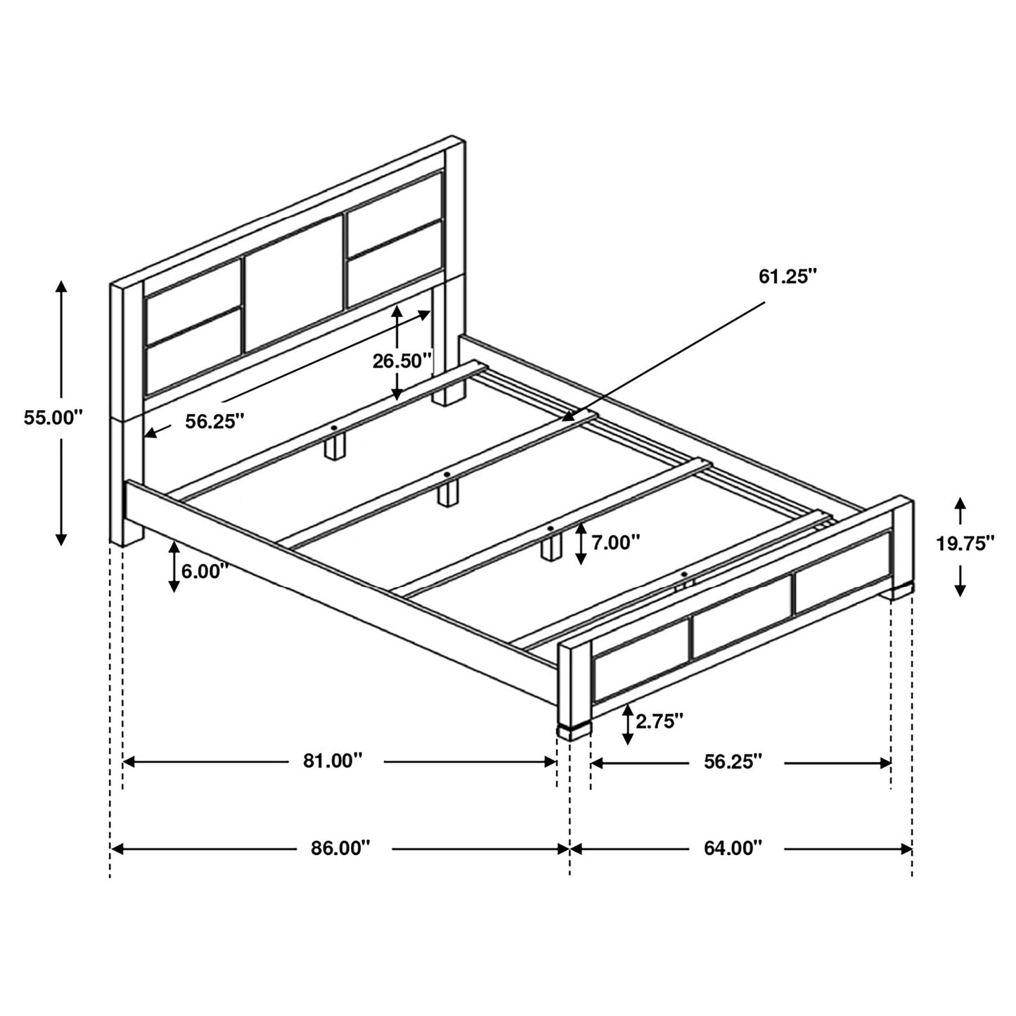 Lorenzo Rectangular Panel Bed Dark Grey