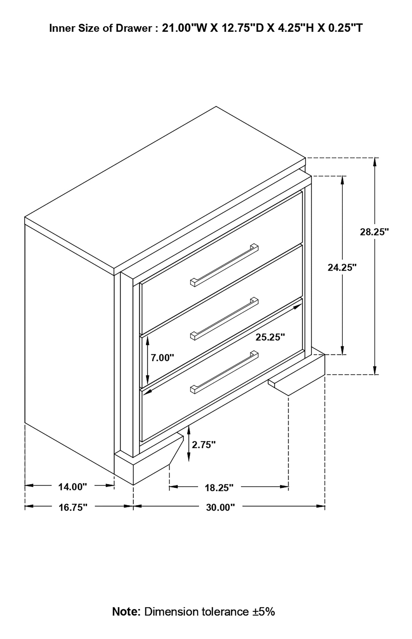 Baker 3-drawer Nightstand Brown and Light Taupe