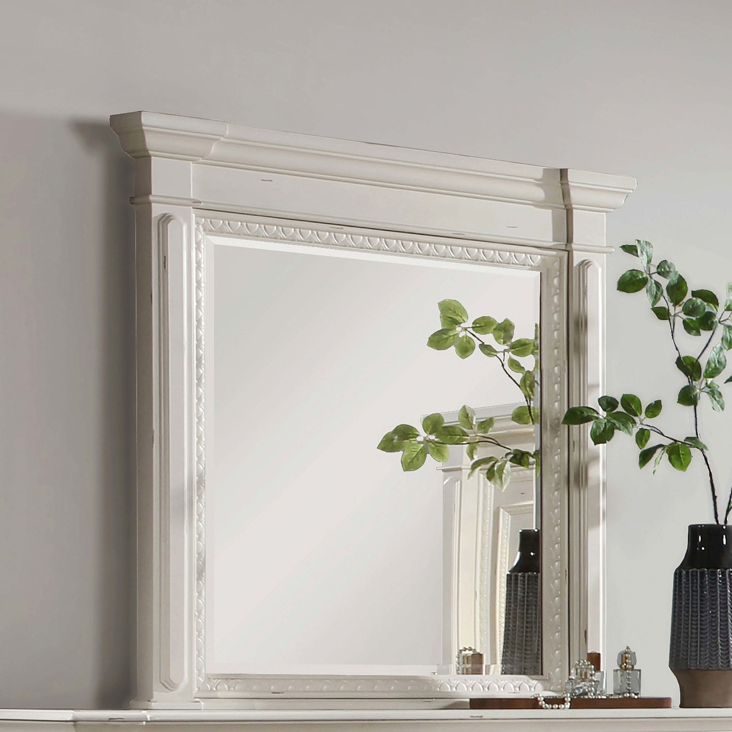 Evelyn Rectangular Dresser Mirror Antique White