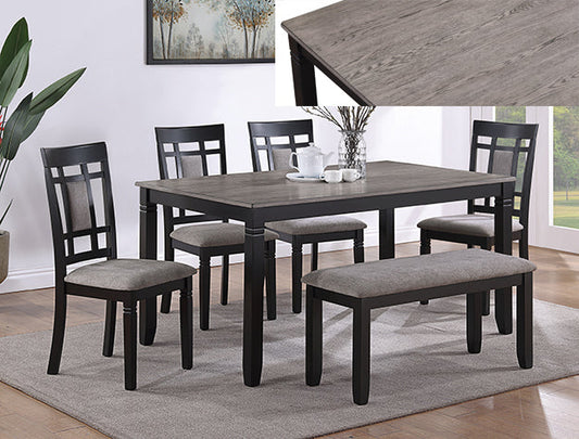 PAIGE LIGHT GREY 6-PC DINETTE SET WITH BENCH