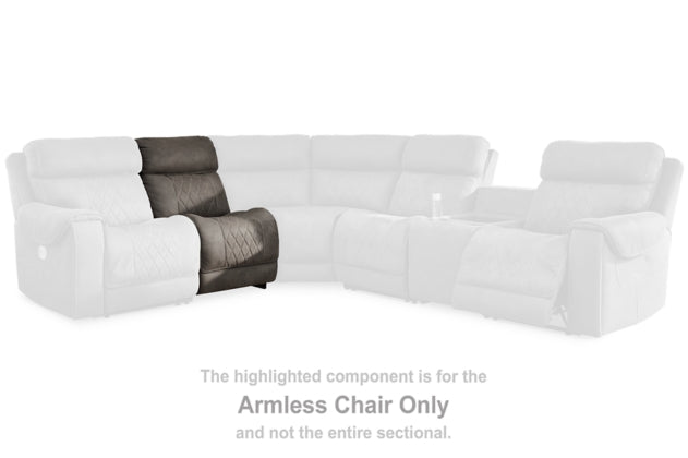 Hoopster Gunmetal Sectional Armless PWR Recliner w/ADJ Headrest