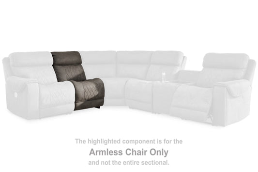 Hoopster Gunmetal Sectional Armless PWR Recliner w/ADJ Headrest