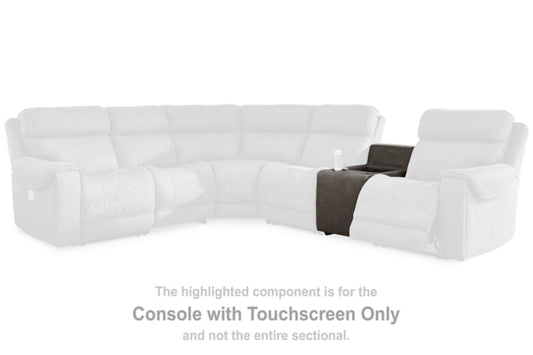 Hoopster Gunmetal Sectional Console w/Touchscreen & Cupholders
