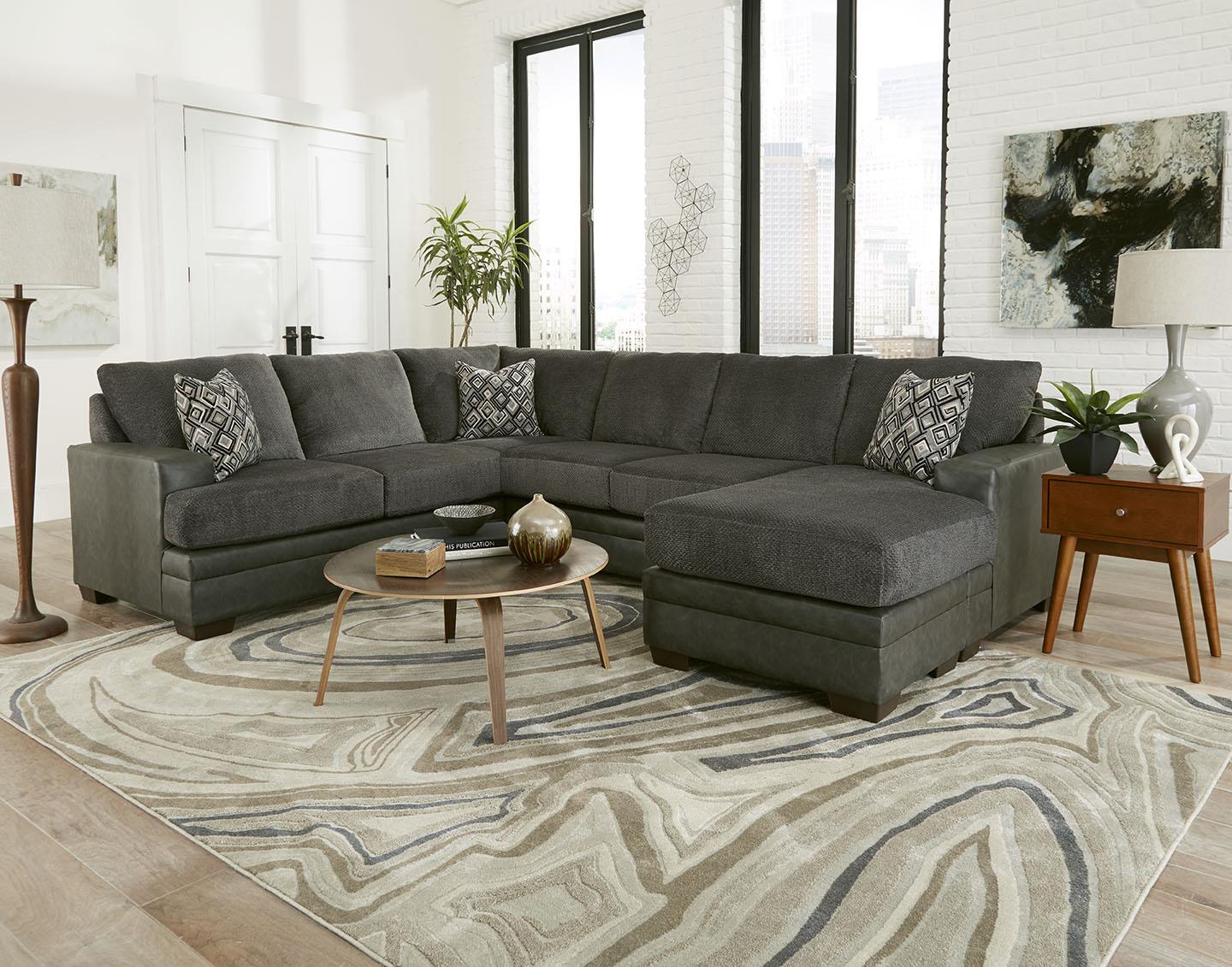 Plush Pewter/Stallion Charcoal RAF Chaise