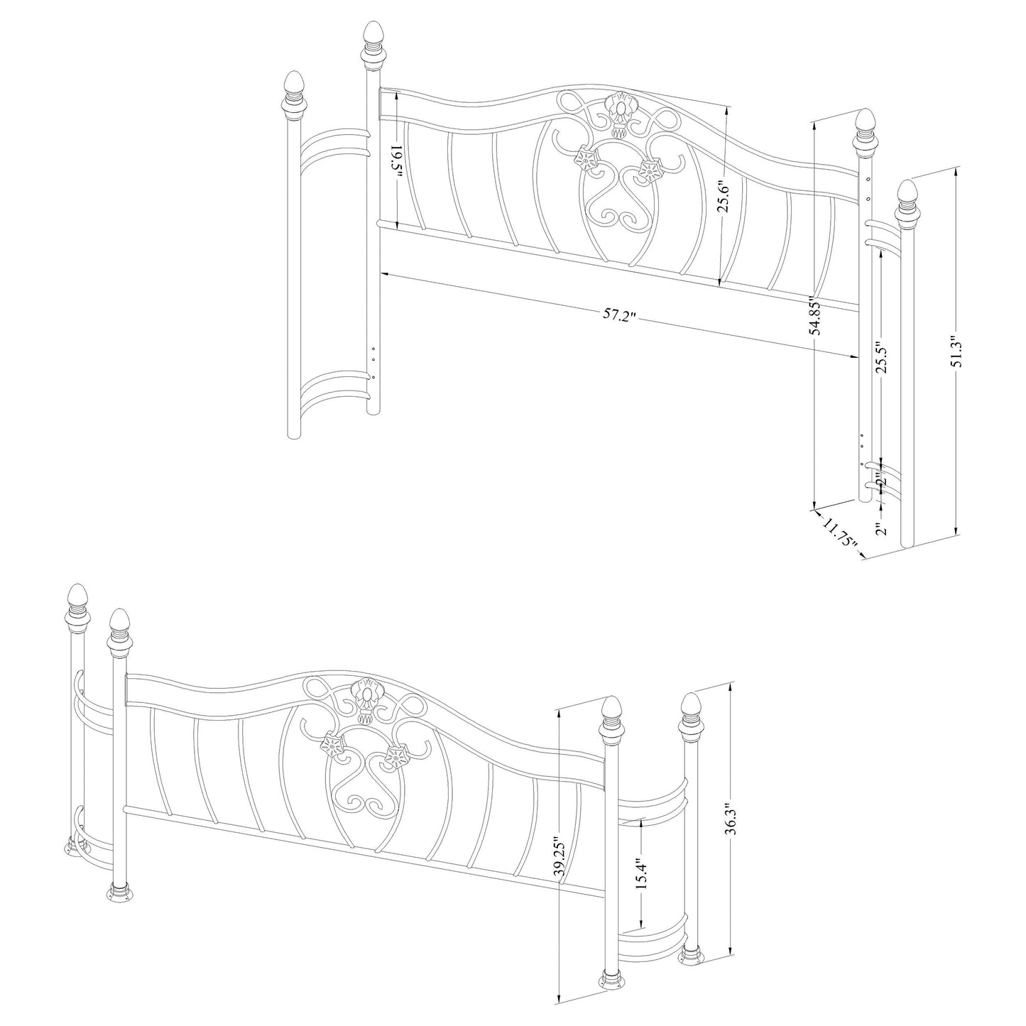 Sydney Queen Bed Antique Brushed Gold