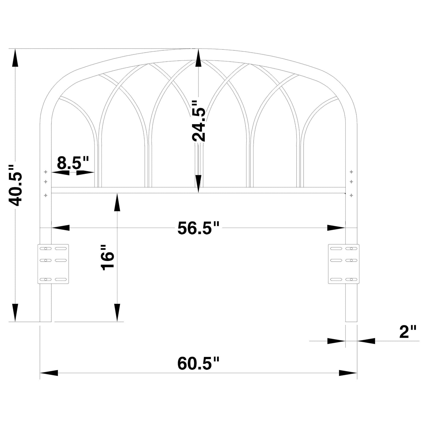 Anderson Queen / Full Arched Headboard Black