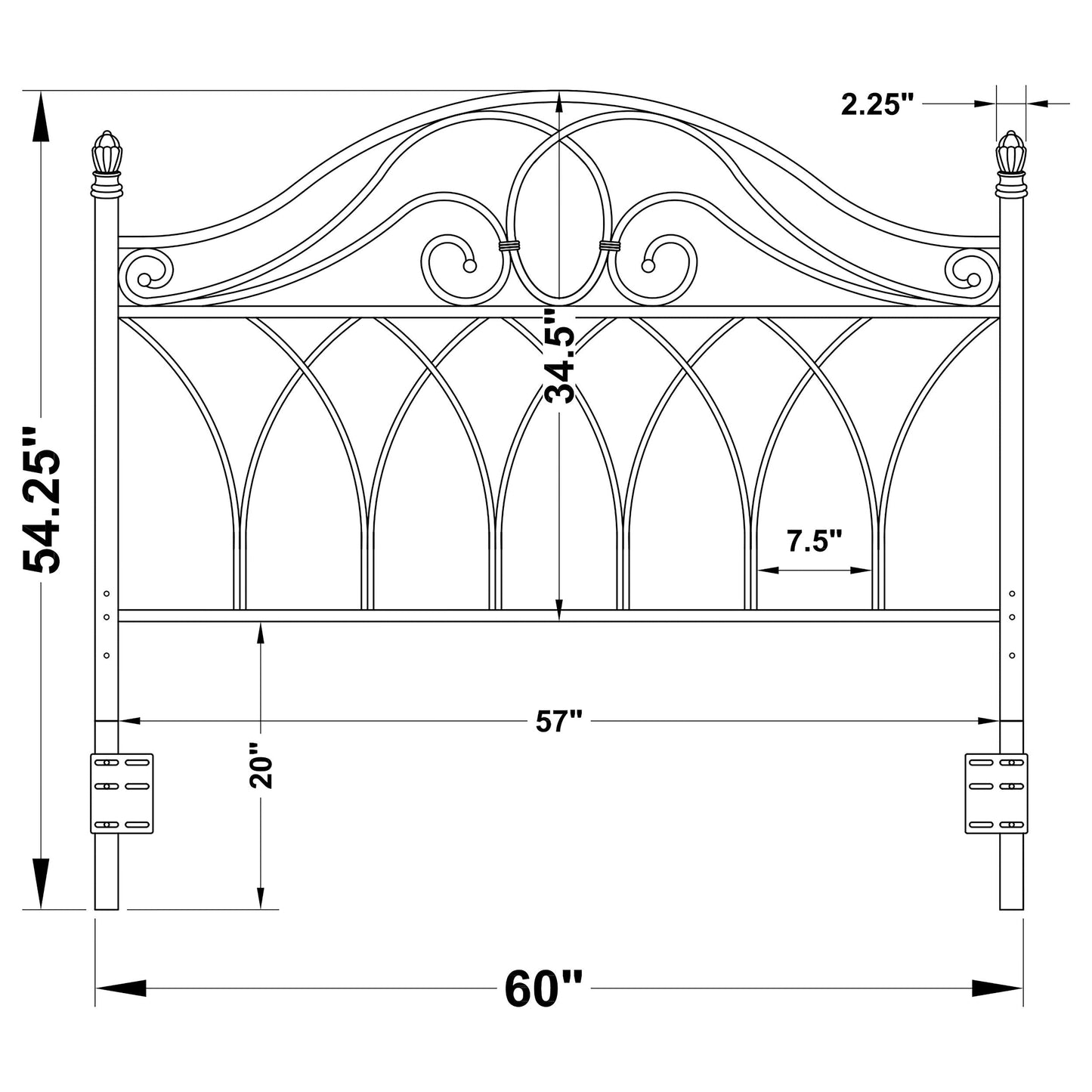 Zola Queen / Full Metal Scroll Headboard Brown