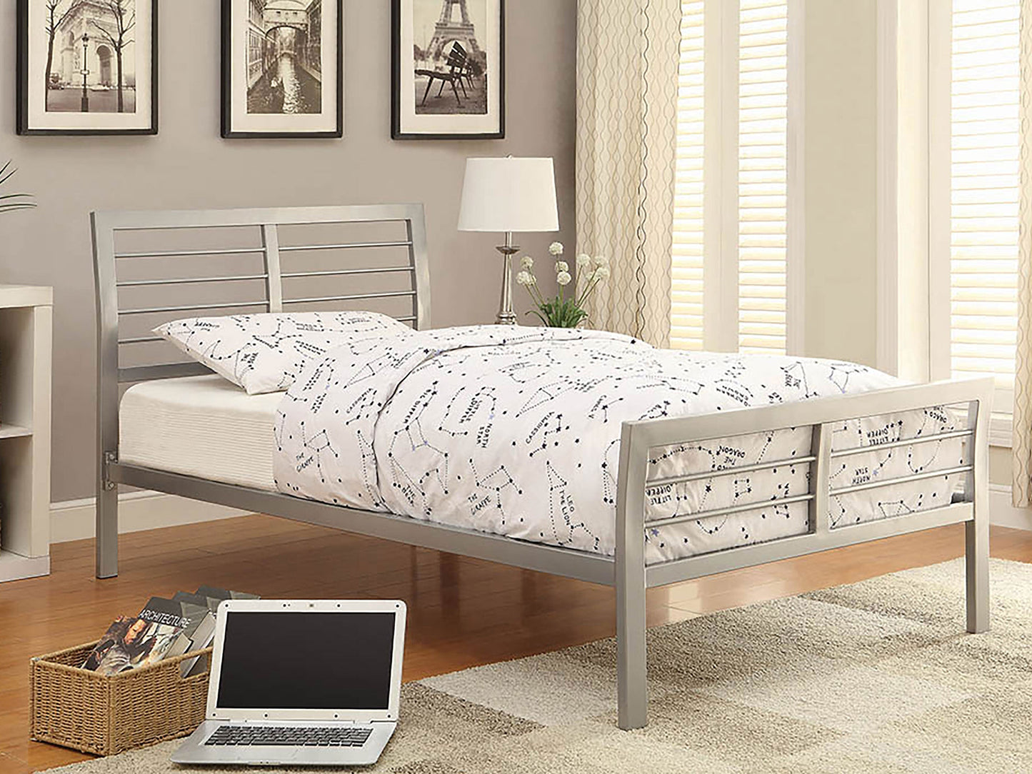 Cooper Twin Metal Bed Silver