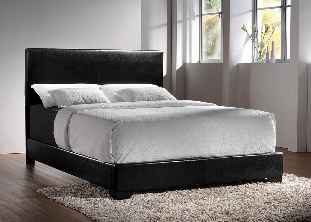 Conner Queen Upholstered Panel Bed Black