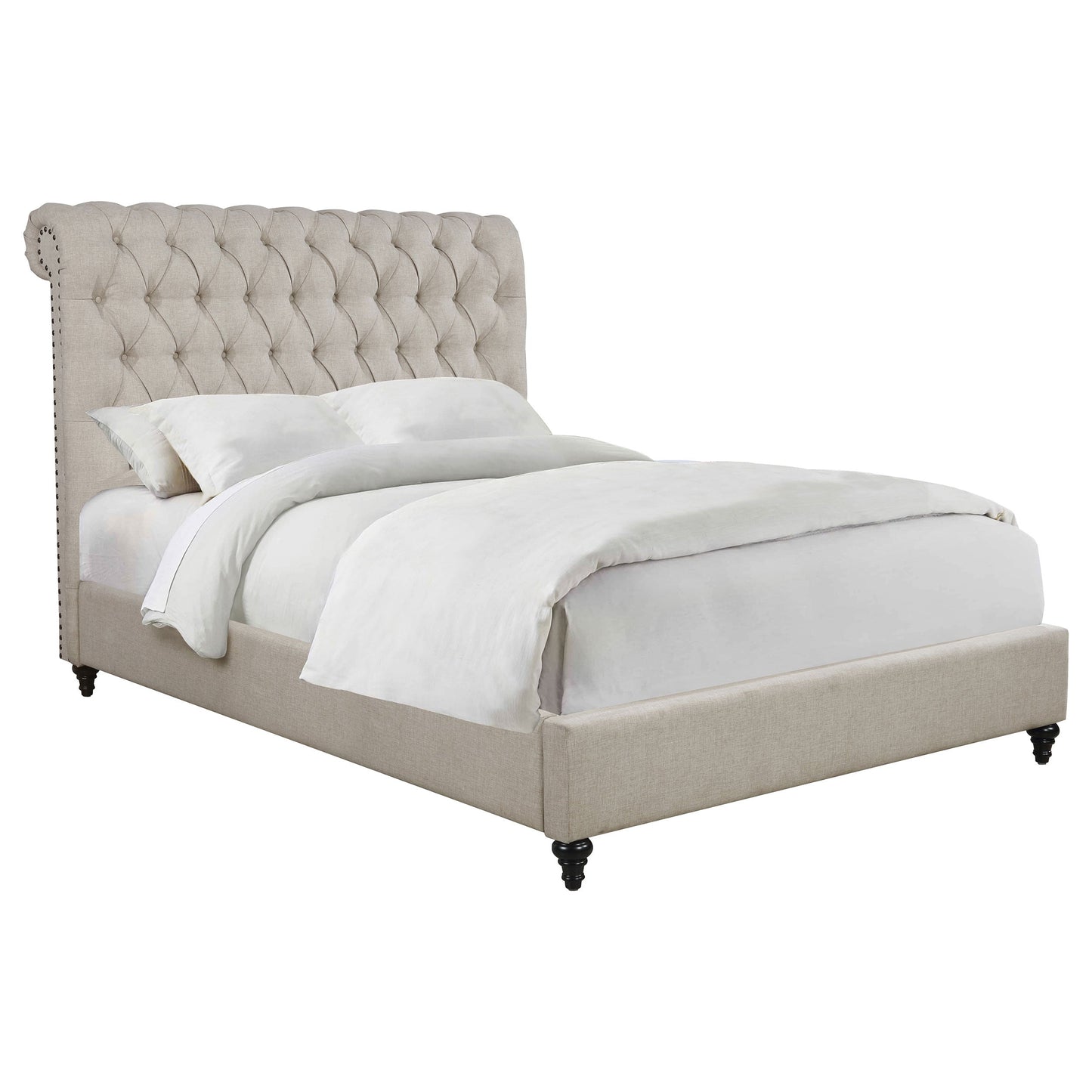 Devon Tufted Upholstered California King Bed Beige