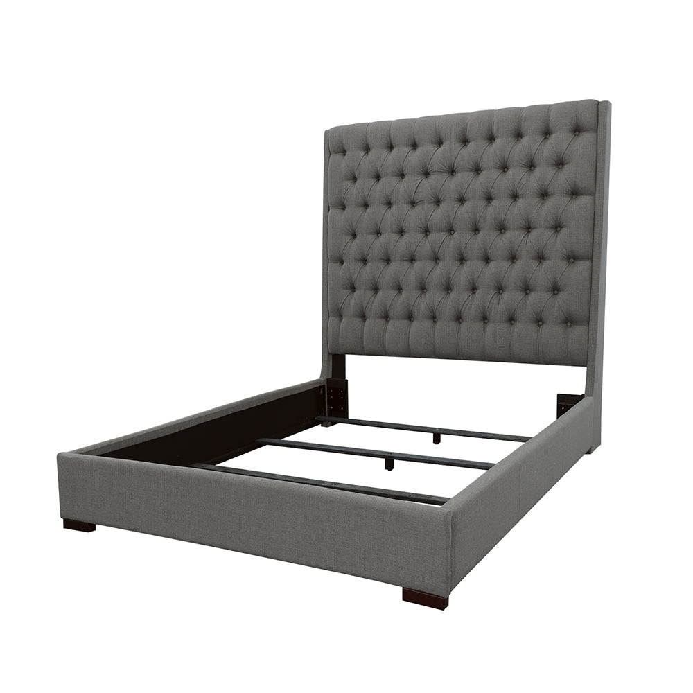 Camille Tall Tufted Queen Bed Grey