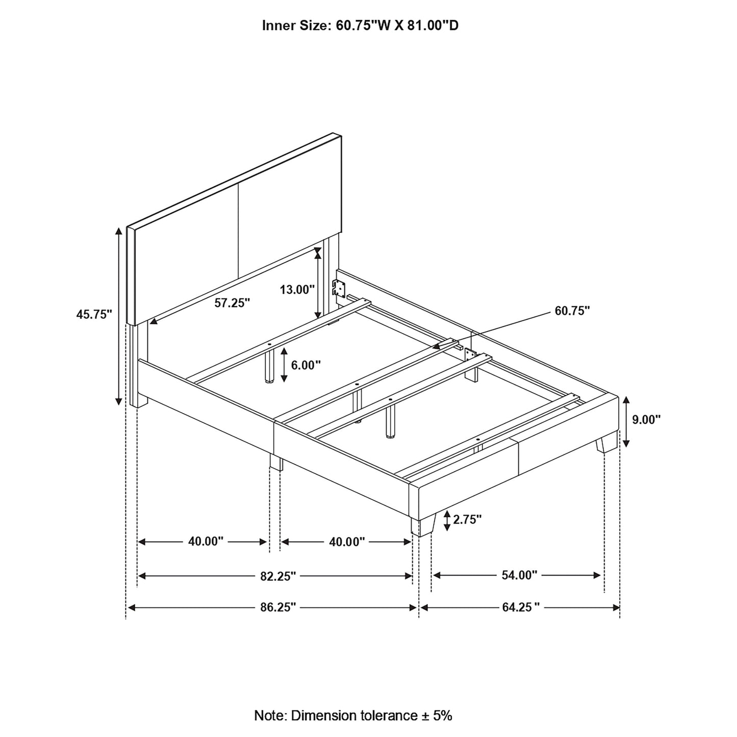 Dorian Upholstered Queen Bed Grey