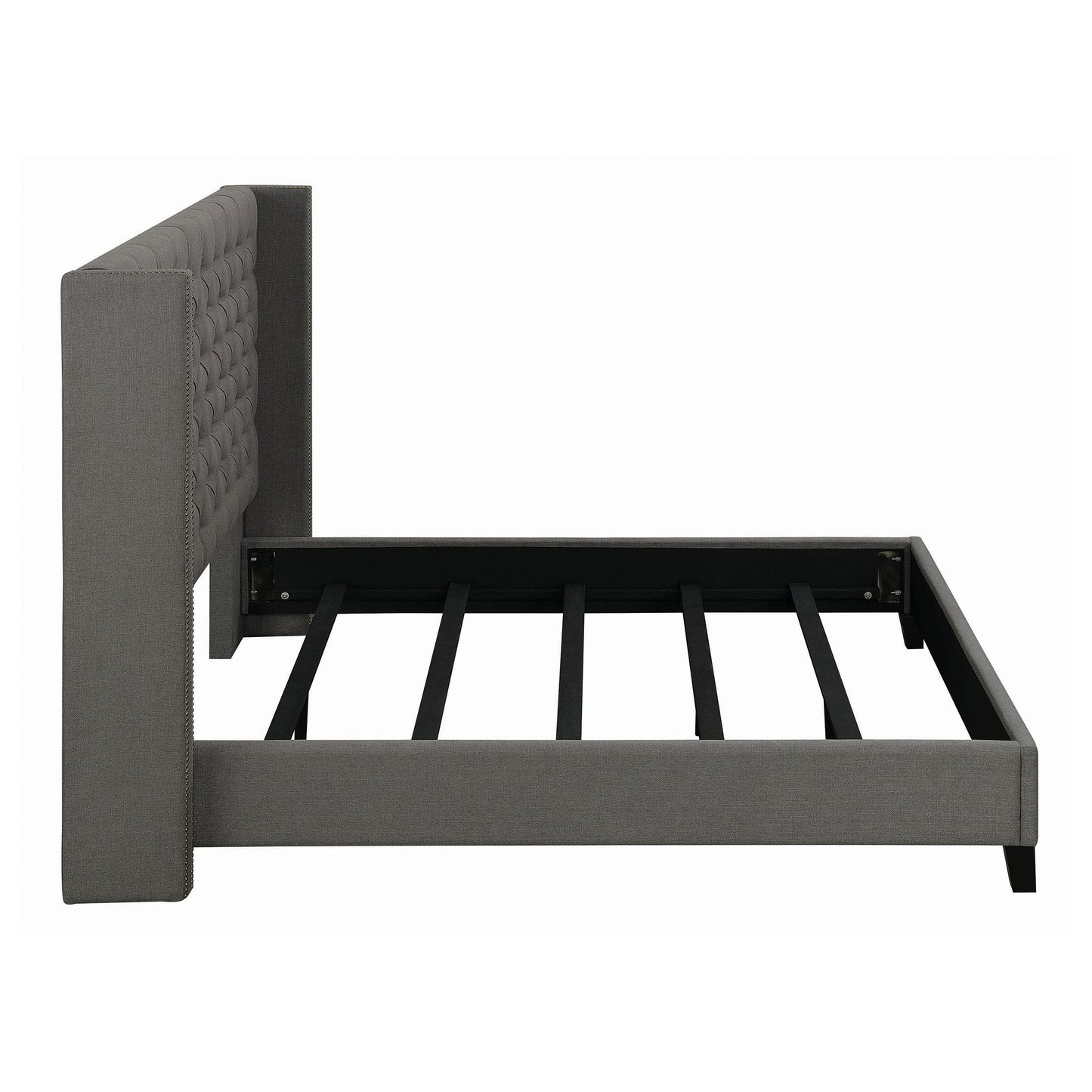 Bancroft Demi-wing Upholstered Full Bed Grey