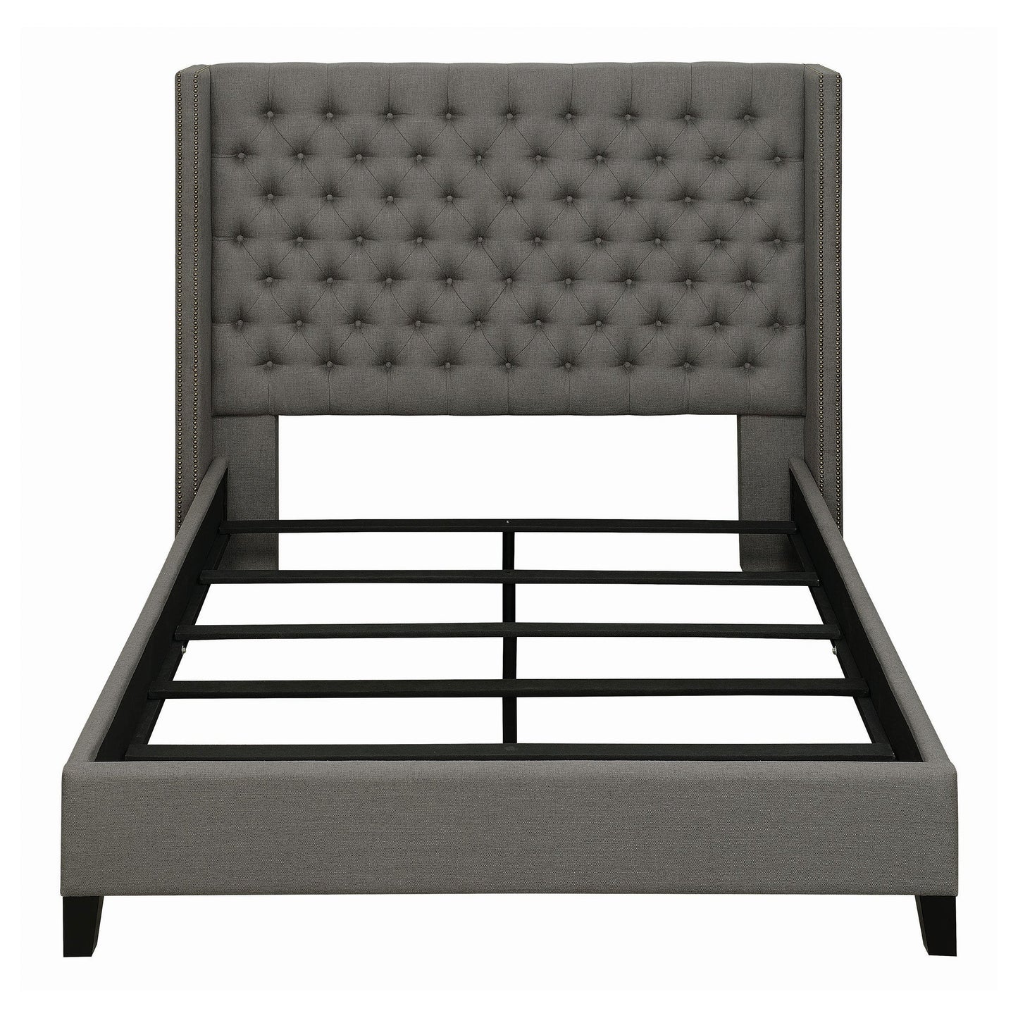 Bancroft Demi-wing Upholstered Eastern King Bed Grey