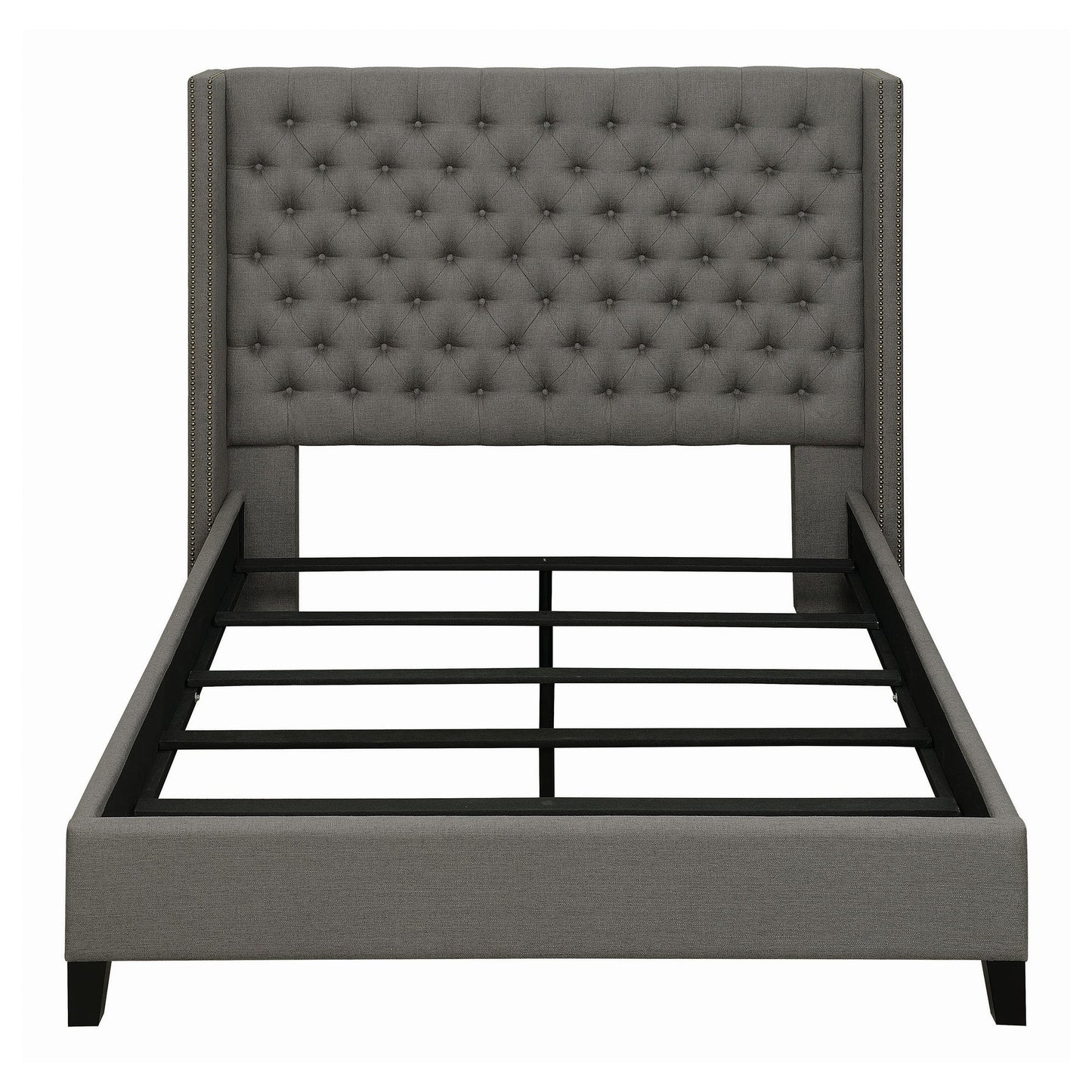 Bancroft Demi-wing Upholstered California King Bed Grey