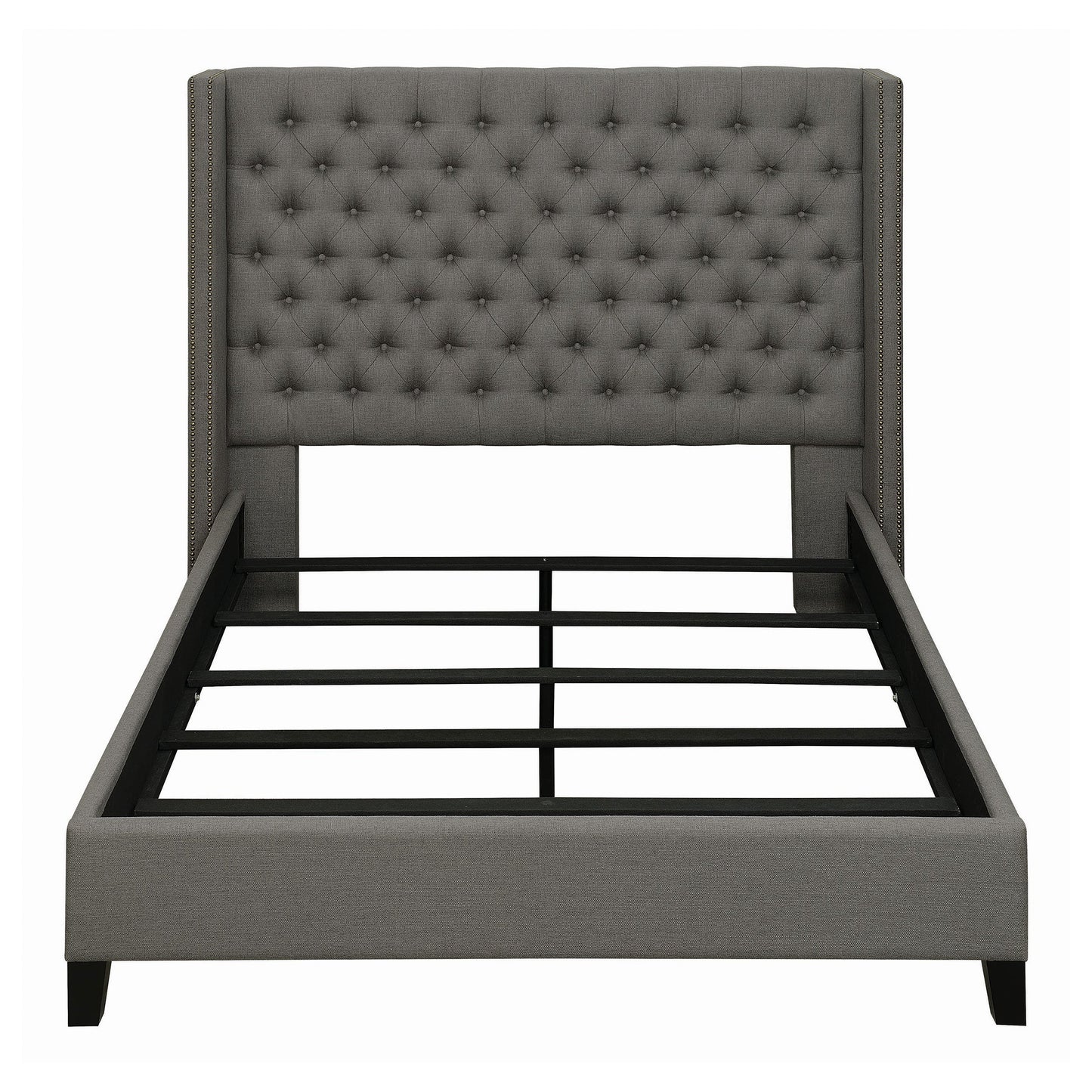 Bancroft Demi-wing Upholstered Queen Bed Grey