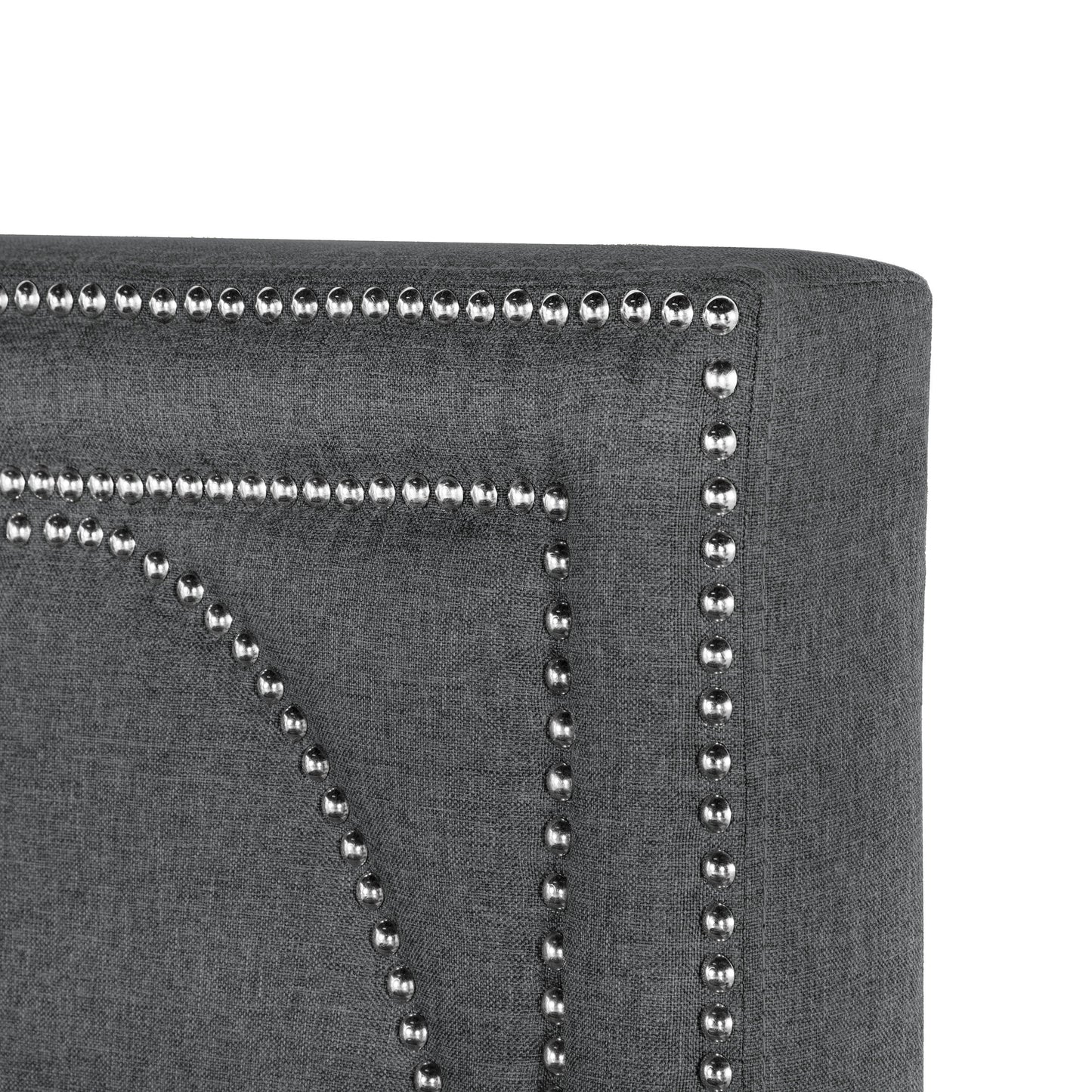 Bowfield Upholstered Bed with Nailhead Trim Charcoal