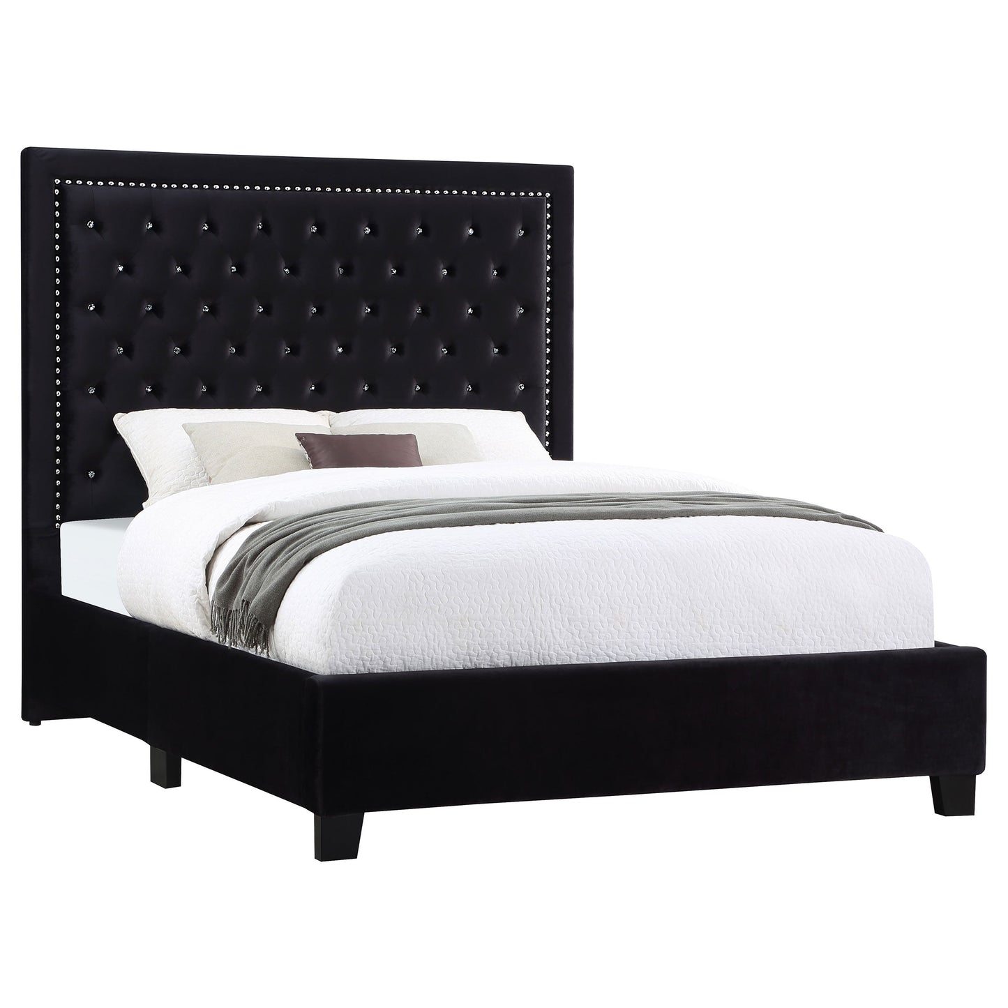 Hailey Upholstered Tufted Platform Eastern King Bed Black