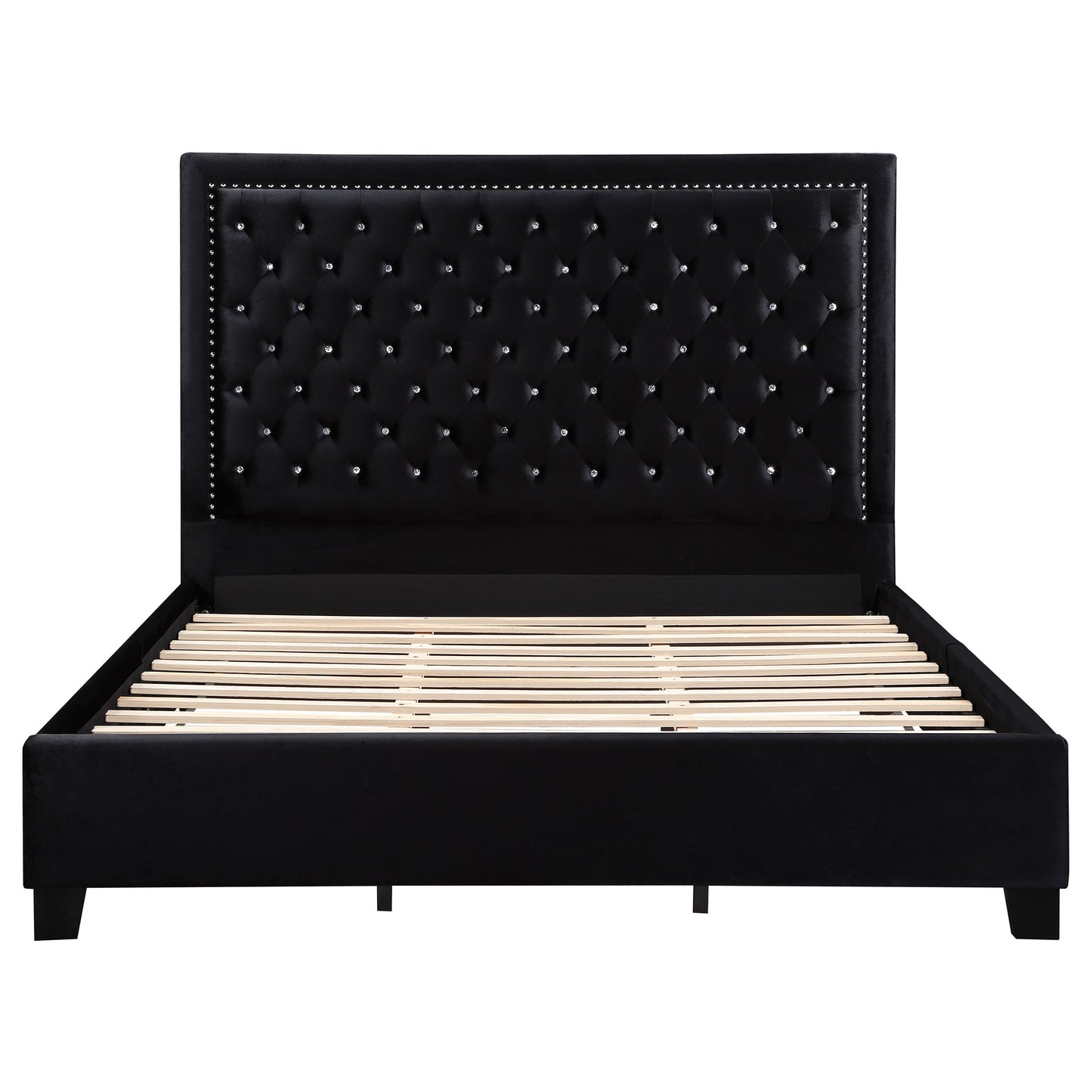 Hailey Upholstered Tufted Platform Queen Bed Black
