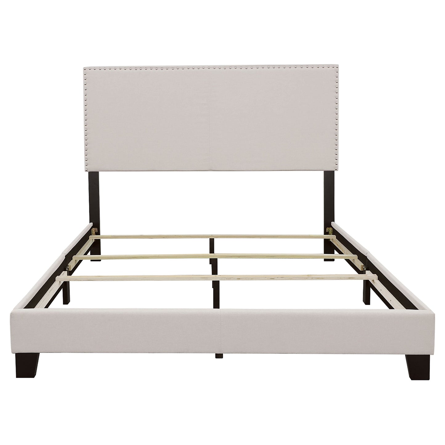 Boyd Full Upholstered Bed with Nailhead Trim Ivory
