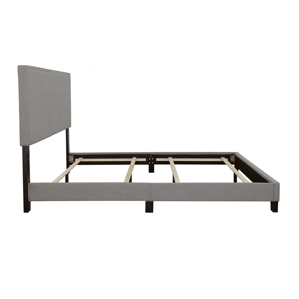 Boyd Queen Upholstered Bed with Nailhead Trim Grey