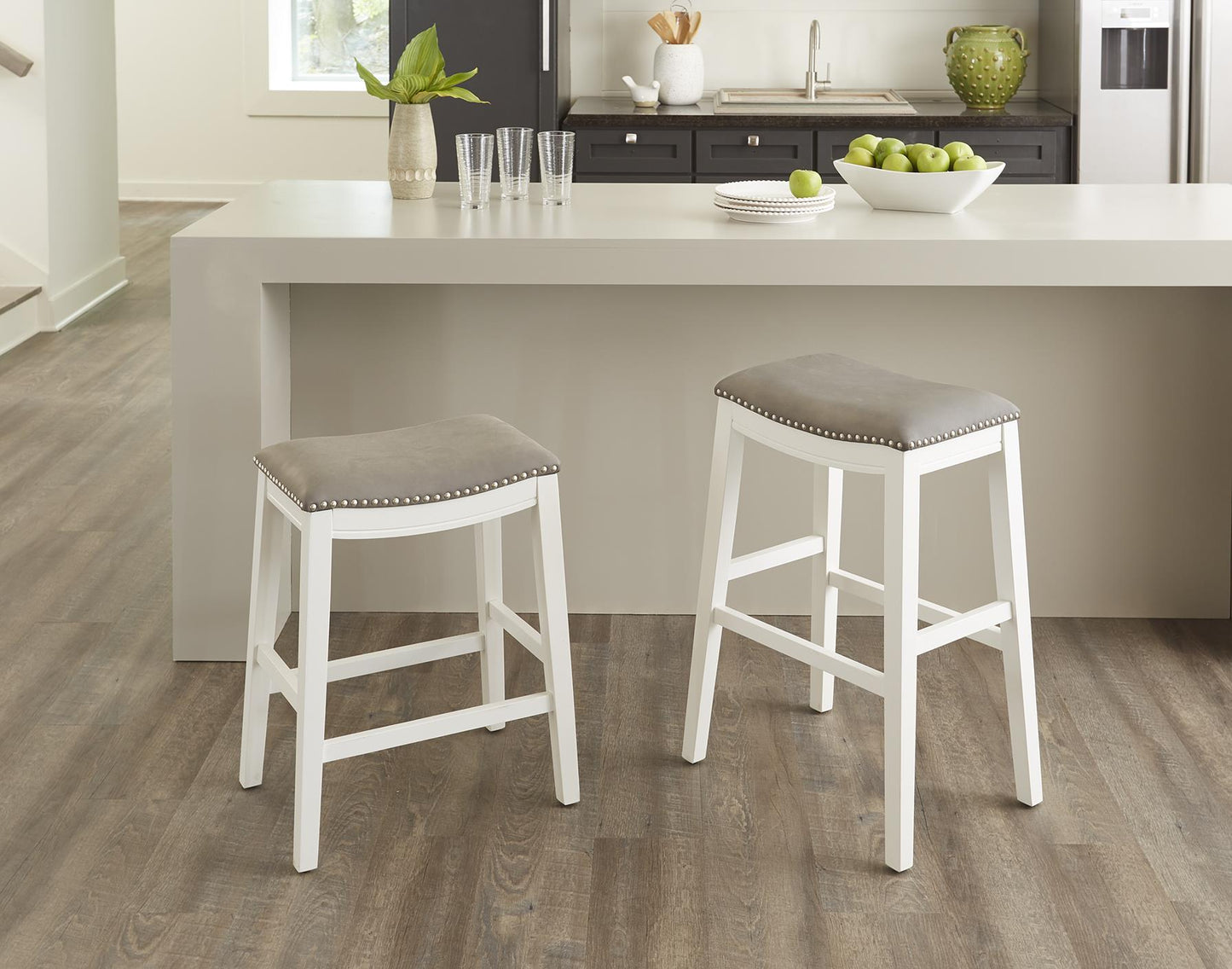 Bartsool 30in White w/ Gray Seat