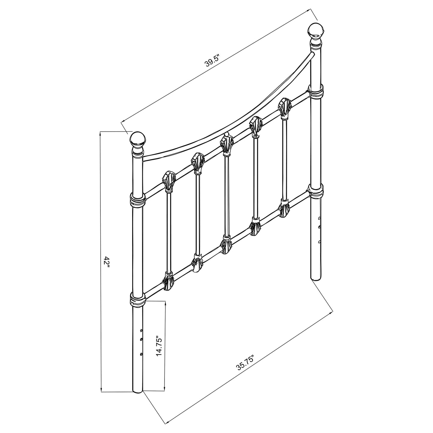 Marie Twin Metal Headboard White