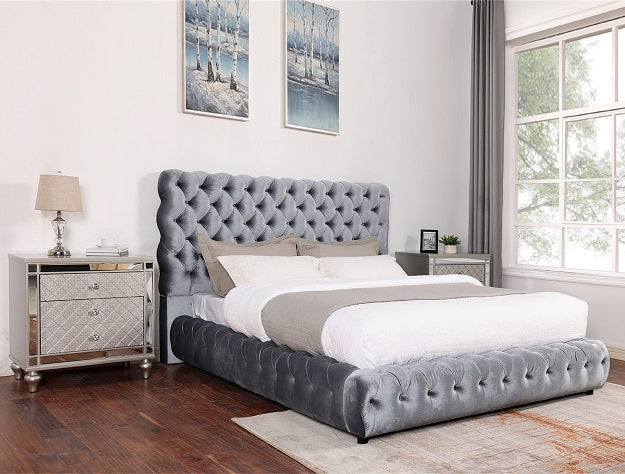 FLORY GREY K. HEADBOARD/FOOTBOARD
