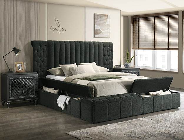 DANBURY CHARCOAL KING BOUCLE HEADBOARD