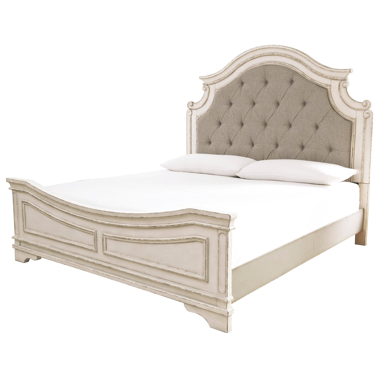 Realyn Chipped White King Panel Rails