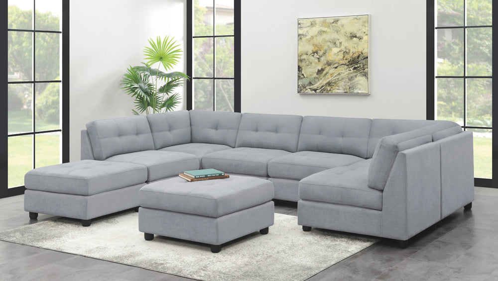 Claude 7-piece Upholstered Modular Tufted Sectional Dove
