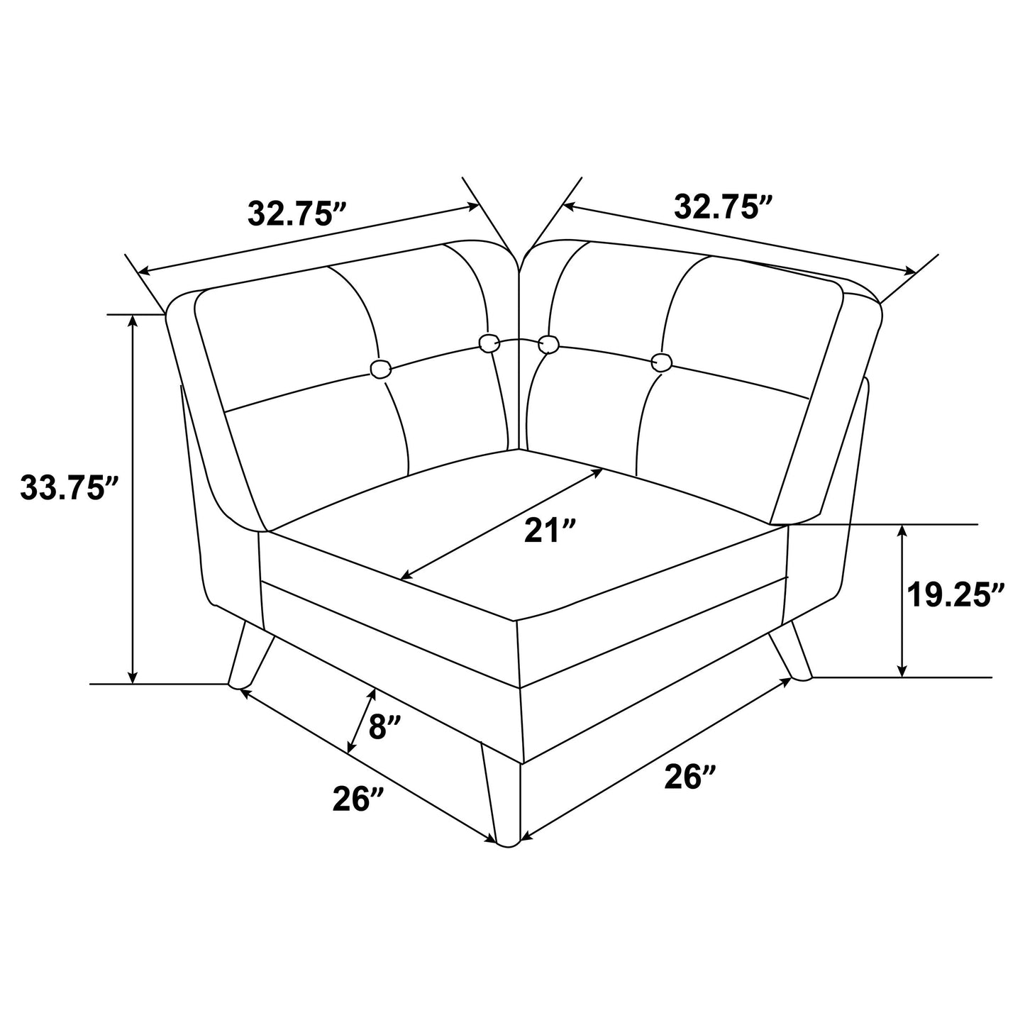 Churchill Button Tufted Corner Sofa Grey