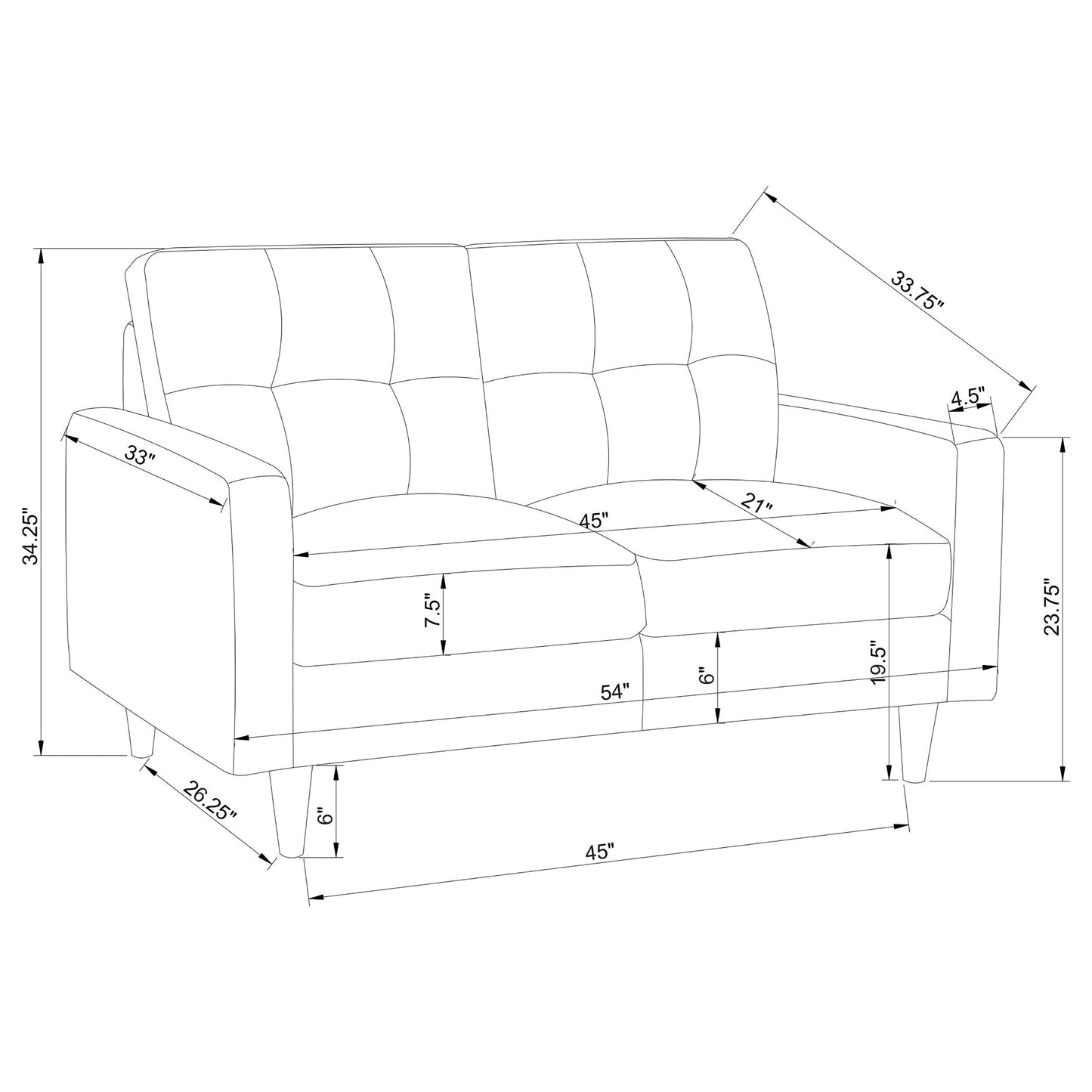 Watsonville Tufted Back Loveseat Grey