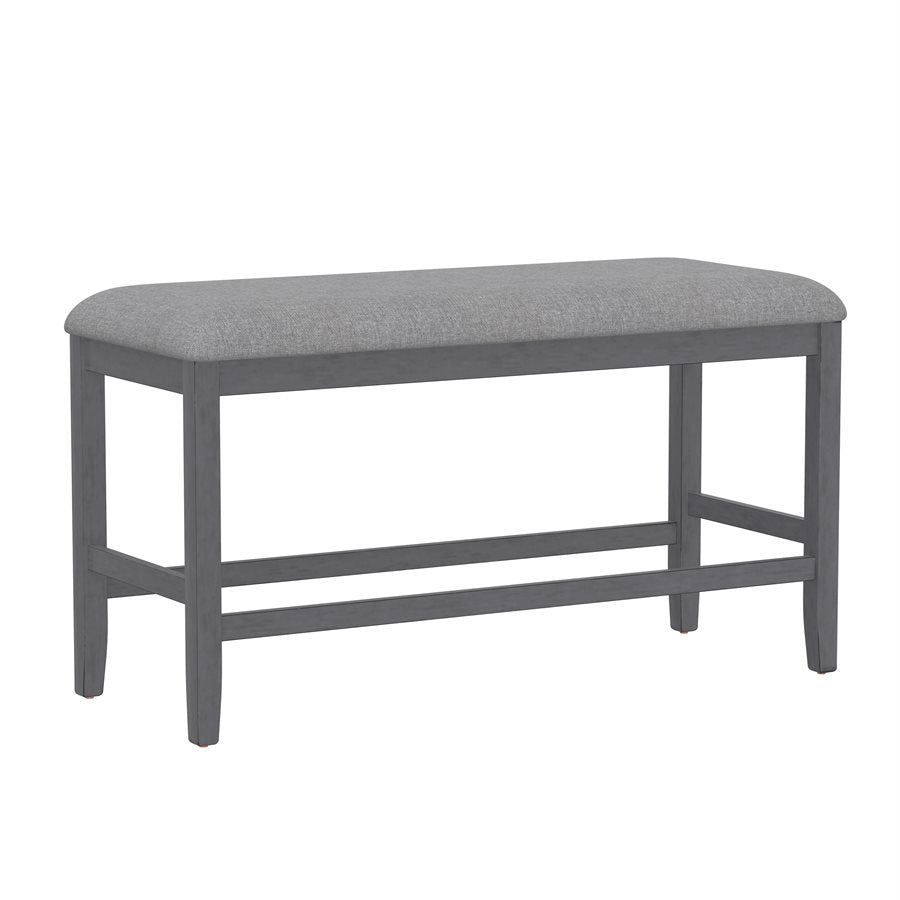 SENECA GRAY UPHOLSTERED GATHERING HEIGHT BENCH W/ BACK