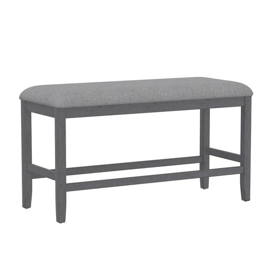 SENECA GRAY UPHOLSTERED GATHERING HEIGHT BENCH W/ BACK